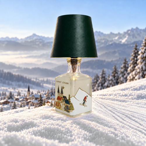 Flaschenlampe "Skifahren in Sankt Johann"