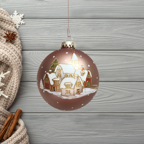 Christbaumkugel Braun "Dorf"