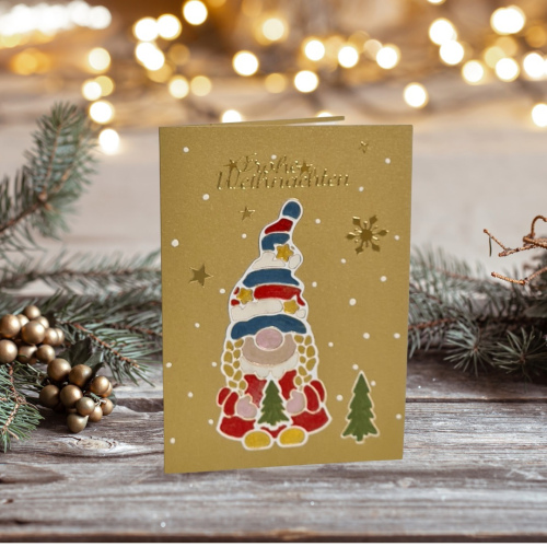 Weihnachtskarte mit Wichtelmädchen