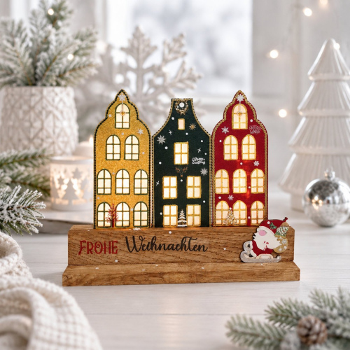 Kleine Weihnachtsdeko aus Holz bunt