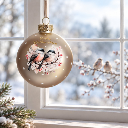 Christbaumkugel Winter "Vogelpärchen"