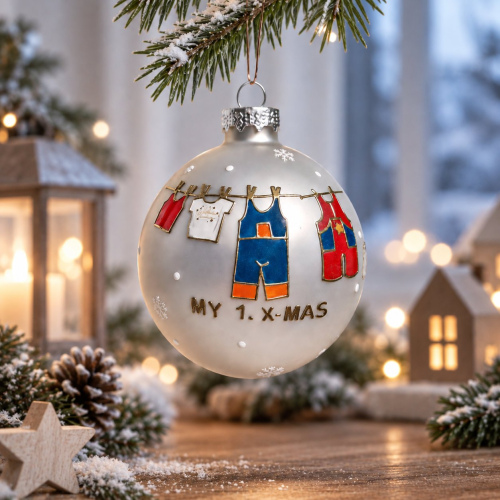 Christbaumkugel "Mein 1. Weihnachten - Bub" - personalisierbar mit Namen