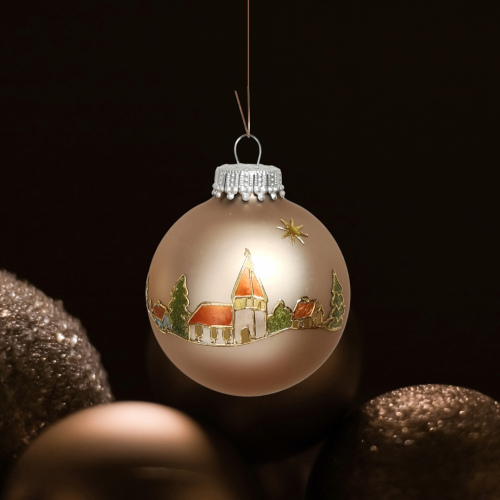 Christbaumkugel Braun "Kirche"