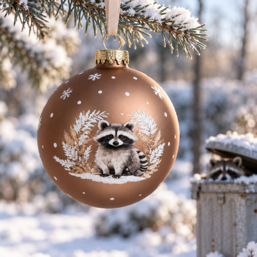 Christbaumkugel Winter "Waschbär"
