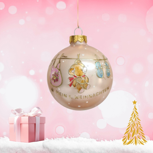 Christbaumkugel "Mein 1. Weihnachten - Mädchen" personalisierbar mit Namen
