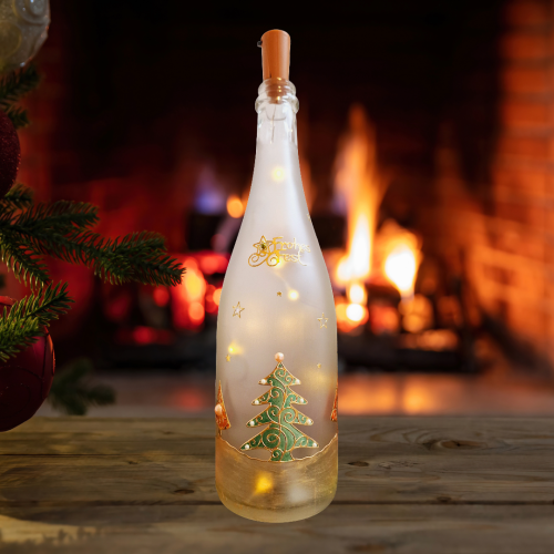 Flaschenlicht mit Christbäumen