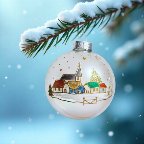 Christbaumkugel Winterlandschaften "Buntes Dorf"