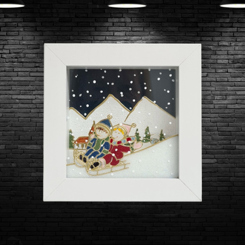 3D-Bild "Rodelnde Kinder"
