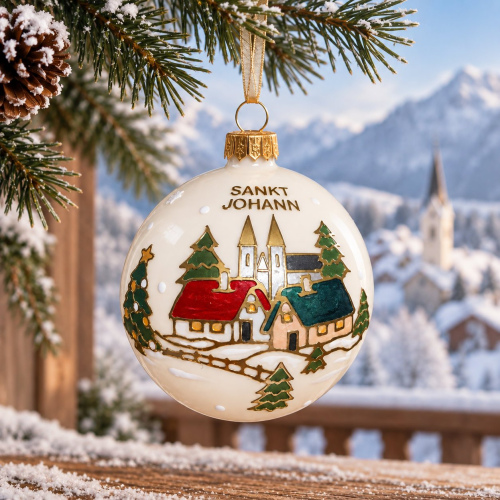 Christbaumkugel "Pongauer Dom" weiß