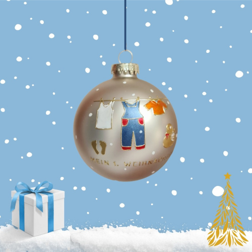 Christbaumkugel "Mein 1. Weihnachten - Bub" - personalisierbar mit Namen