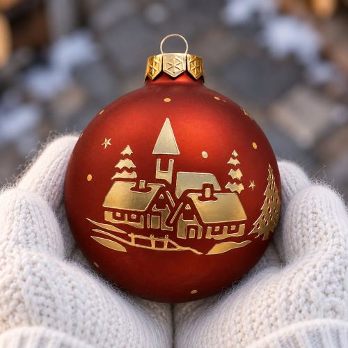 Christbaumkugel "Goldenes Winterdorf"