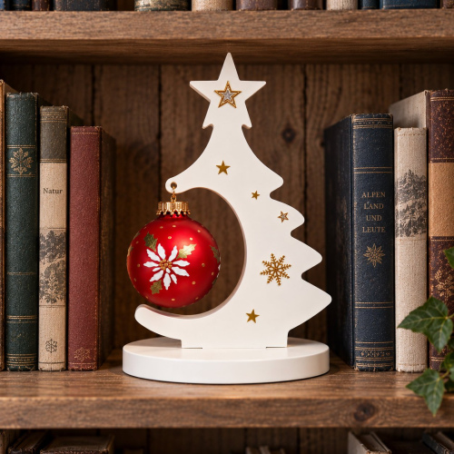 Christbaum mit Kugel weiß